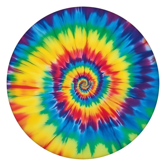 Colorful Rainbow Tie Dye Spiral Pattern Round Fitted Tablecloth with Elastic Edge,Dining Table Cover Waterproof,Outdoor Round Tablecloth for Camping,Dining,Indoor and Outdoor