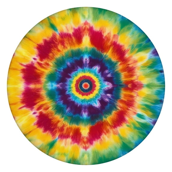 Colorful Rainbow Tie Dye Spiral Pattern Round Fitted Tablecloth with Elastic Edge,Dining Table Cover Waterproof,Outdoor Round Tablecloth for Camping,Dining,Indoor and Outdoor