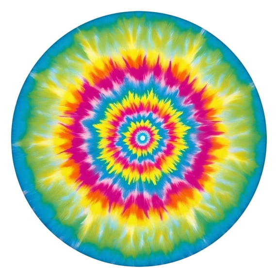 Colorful Rainbow Tie Dye Spiral Pattern Round Fitted Tablecloth with Elastic Edge,Dining Table Cover Waterproof,Outdoor Round Tablecloth for Camping,Dining,Indoor and Outdoor