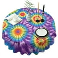 thumbnail image 1 of Colorful Rainbow Tie Dye Spiral Pattern Round Tablecloth 60"x60",Wrinkle Wipeable Table Cloth for Kitchen Dining Room Picnic Patio Party, 1 of 6
