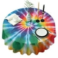 thumbnail image 1 of Colorful Rainbow Tie Dye Spiral Pattern Round Tablecloth 60"x60",Wrinkle Wipeable Table Cloth for Kitchen Dining Room Picnic Patio Party, 1 of 6