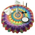 thumbnail image 1 of Colorful Rainbow Tie Dye Spiral Pattern Round Tablecloth 60"x60",Wrinkle Wipeable Table Cloth for Kitchen Dining Room Picnic Patio Party, 1 of 6