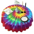 thumbnail image 1 of Colorful Rainbow Tie Dye Spiral Pattern Round Tablecloth 60"x60",Wrinkle Wipeable Table Cloth for Kitchen Dining Room Picnic Patio Party, 1 of 6