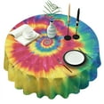 thumbnail image 1 of Colorful Rainbow Tie Dye Spiral Pattern Round Tablecloth 60"x60",Wrinkle Wipeable Table Cloth for Kitchen Dining Room Picnic Patio Party, 1 of 6