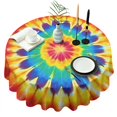 thumbnail image 1 of Colorful Rainbow Tie Dye Spiral Pattern Round Tablecloth 60"x60",Wrinkle Wipeable Table Cloth for Kitchen Dining Room Picnic Patio Party, 1 of 6