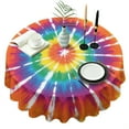 thumbnail image 1 of Colorful Rainbow Tie Dye Spiral Pattern Round Tablecloth 60"x60",Wrinkle Wipeable Table Cloth for Kitchen Dining Room Picnic Patio Party, 1 of 6