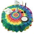 thumbnail image 1 of Colorful Rainbow Tie Dye Spiral Pattern Round Tablecloth 60"x60",Wrinkle Wipeable Table Cloth for Kitchen Dining Room Picnic Patio Party, 1 of 6