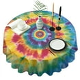 thumbnail image 1 of Colorful Rainbow Tie Dye Spiral Pattern Round Tablecloth 60"x60",Wrinkle Wipeable Table Cloth for Kitchen Dining Room Picnic Patio Party, 1 of 6