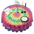 thumbnail image 1 of Colorful Rainbow Tie Dye Spiral Pattern Round Tablecloth 60"x60",Wrinkle Wipeable Table Cloth for Kitchen Dining Room Picnic Patio Party, 1 of 6