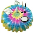 thumbnail image 1 of Colorful Rainbow Tie Dye Spiral Pattern Round Tablecloth 60"x60",Wrinkle Wipeable Table Cloth for Kitchen Dining Room Picnic Patio Party, 1 of 6
