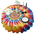 thumbnail image 1 of Colorful Rainbow Tie Dye Spiral Pattern Round Tablecloth 60"x60",Wrinkle Wipeable Table Cloth for Kitchen Dining Room Picnic Patio Party, 1 of 6