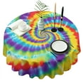 thumbnail image 1 of Colorful Rainbow Tie Dye Spiral Pattern Round Tablecloth 60"x60",Wrinkle Wipeable Table Cloth for Kitchen Dining Room Picnic Patio Party, 1 of 6