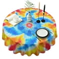thumbnail image 1 of Colorful Rainbow Tie Dye Spiral Pattern Round Tablecloth 60"x60",Wrinkle Wipeable Table Cloth for Kitchen Dining Room Picnic Patio Party, 1 of 6