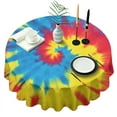 thumbnail image 1 of Colorful Rainbow Tie Dye Spiral Pattern Round Tablecloth 60"x60",Wrinkle Wipeable Table Cloth for Kitchen Dining Room Picnic Patio Party, 1 of 6