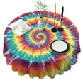 thumbnail image 1 of Colorful Rainbow Tie Dye Spiral Pattern Round Tablecloth 60"x60",Wrinkle Wipeable Table Cloth for Kitchen Dining Room Picnic Patio Party, 1 of 6