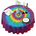 thumbnail image 1 of Colorful Rainbow Tie Dye Spiral Pattern Round Tablecloth 60"x60",Wrinkle Wipeable Table Cloth for Kitchen Dining Room Picnic Patio Party, 1 of 6