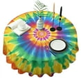 thumbnail image 1 of Colorful Rainbow Tie Dye Spiral Pattern Round Tablecloth 60"x60",Wrinkle Wipeable Table Cloth for Kitchen Dining Room Picnic Patio Party, 1 of 6