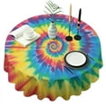 thumbnail image 1 of Colorful Rainbow Tie Dye Spiral Pattern Round Tablecloth 60"x60",Wrinkle Wipeable Table Cloth for Kitchen Dining Room Picnic Patio Party, 1 of 6