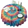 thumbnail image 1 of Colorful Rainbow Tie Dye Spiral Pattern Round Tablecloth 60"x60",Wrinkle Wipeable Table Cloth for Kitchen Dining Room Picnic Patio Party, 1 of 6