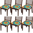 thumbnail image 1 of Colorful Rainbow Tie Dye Spiral Pattern Seat Covers for Dining Room Chairs Set Of 4,Stretch Printed Washable Chair Seat Cover with Elastic Ties and Button,Removable Waterproof Couch Cushion Covers, 1 of 6