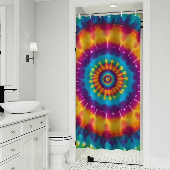 Colorful Rainbow Tie Dye Spiral Pattern Shower Curtain 36"x72" ,Bathroom Decorative Shower Curtains Set with 12 Hooks,Modern Waterproof Washable Shower Curtain