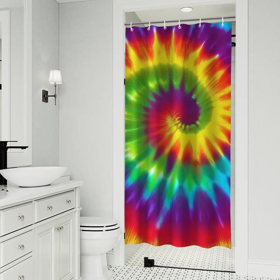 Colorful Rainbow Tie Dye Spiral Pattern Shower Curtain 36"x72" ,Bathroom Decorative Shower Curtains Set with 12 Hooks,Modern Waterproof Washable Shower Curtain