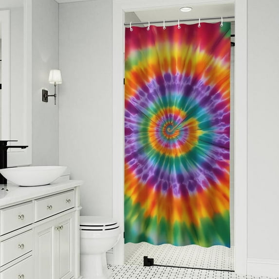 Colorful Rainbow Tie Dye Spiral Pattern Shower Curtain 36"x72" ,Bathroom Decorative Shower Curtains Set with 12 Hooks,Modern Waterproof Washable Shower Curtain