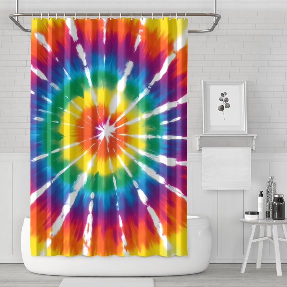 Colorful Rainbow Tie Dye Spiral Pattern Shower Curtain 72"x72" ,Bathroom Decorative Shower Curtains Set with 12 Hooks,Modern Waterproof Washable Shower Curtain