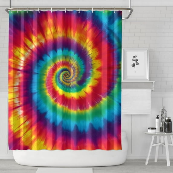 Colorful Rainbow Tie Dye Spiral Pattern Shower Curtain 72"x84" ,Bathroom Decorative Shower Curtains Set with 12 Hooks,Modern Waterproof Washable Shower Curtain