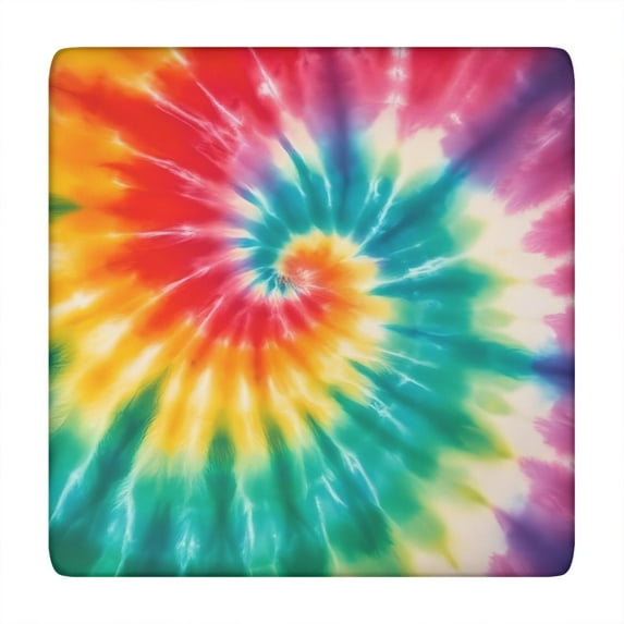 Colorful Rainbow Tie Dye Spiral Pattern Square Fitted Tablecloth with Elastic Edge,Square Table Cover,Washable Elastic Table Cover for Home Kitchen Party Decor 34"x34"