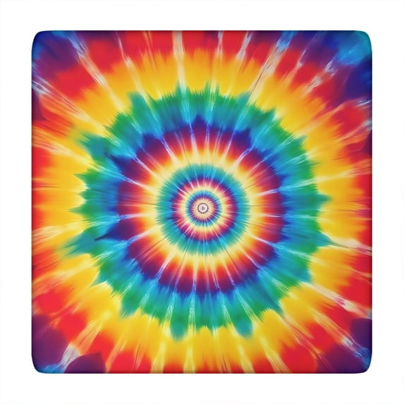 Colorful Rainbow Tie Dye Spiral Pattern Square Fitted Tablecloth with Elastic Edge,Square Table Cover,Washable Elastic Table Cover for Home Kitchen Party Decor 34"x34"