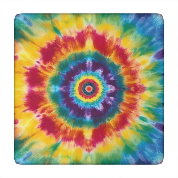 Colorful Rainbow Tie Dye Spiral Pattern Square Fitted Tablecloth with Elastic Edge,Square Table Cover,Washable Elastic Table Cover for Home Kitchen Party Decor 34"x34"