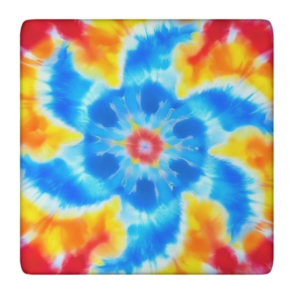 Colorful Rainbow Tie Dye Spiral Pattern Square Fitted Tablecloth with Elastic Edge,Square Table Cover,Washable Elastic Table Cover for Home Kitchen Party Decor 36"x36"