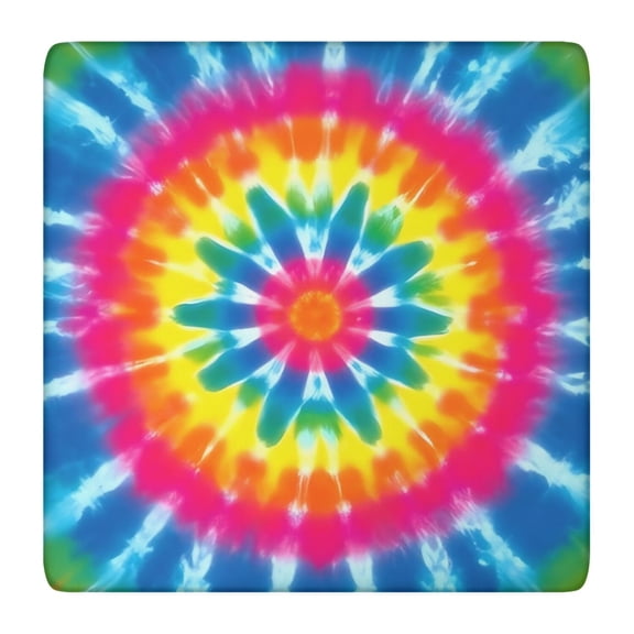 Colorful Rainbow Tie Dye Spiral Pattern Square Fitted Tablecloth with Elastic Edge,Square Table Cover,Washable Elastic Table Cover for Home Kitchen Party Decor 36"x36"