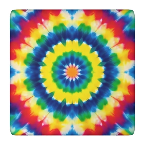 Colorful Rainbow Tie Dye Spiral Pattern Square Fitted Tablecloth with Elastic Edge,Square Table Cover,Washable Elastic Table Cover for Home Kitchen Party Decor 36"x36"