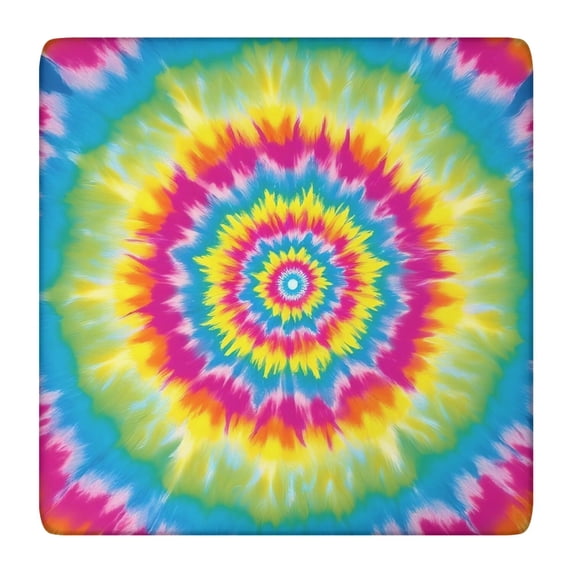 Colorful Rainbow Tie Dye Spiral Pattern Square Fitted Tablecloth with Elastic Edge,Square Table Cover,Washable Elastic Table Cover for Home Kitchen Party Decor 36"x36"