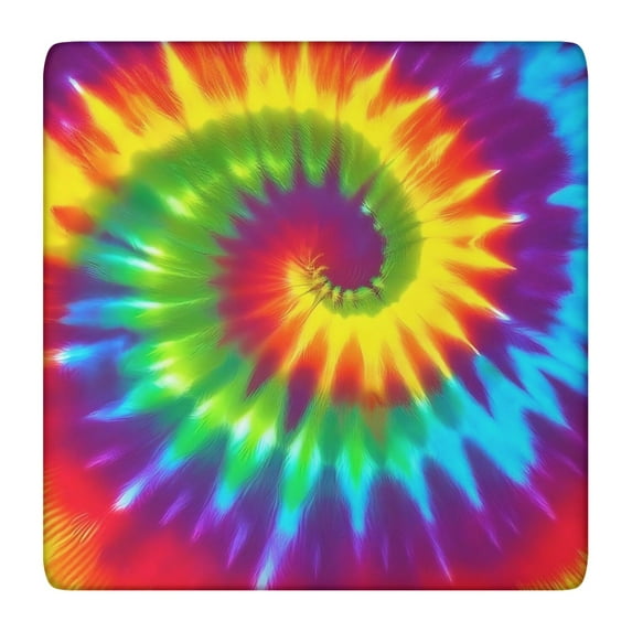 Colorful Rainbow Tie Dye Spiral Pattern Square Fitted Tablecloth with Elastic Edge,Square Table Cover,Washable Elastic Table Cover for Home Kitchen Party Decor 36"x36"