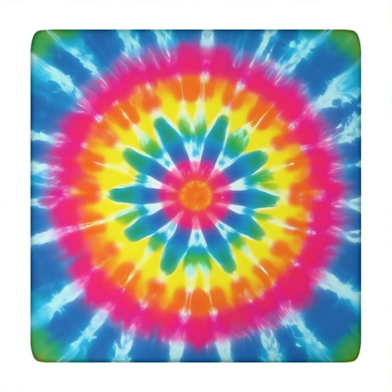 Colorful Rainbow Tie Dye Spiral Pattern Square Fitted Tablecloth with Elastic Edge,Square Table Cover,Washable Elastic Table Cover for Home Kitchen Party Decor 34"x34"