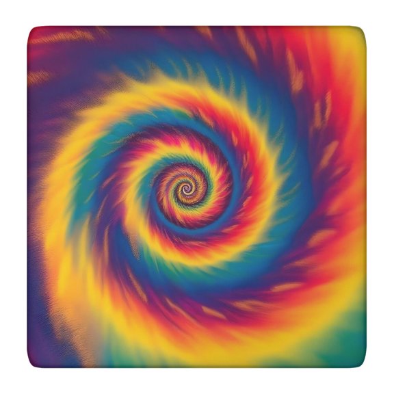 Colorful Rainbow Tie Dye Spiral Pattern Square Fitted Tablecloth with Elastic Edge,Square Table Cover,Washable Elastic Table Cover for Home Kitchen Party Decor 36"x36"