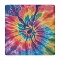 thumbnail image 1 of Colorful Rainbow Tie Dye Spiral Pattern Square Fitted Tablecloth with Elastic Edge,Square Table Cover,Washable Elastic Table Cover for Home Kitchen Party Decor 34"x34", 1 of 6