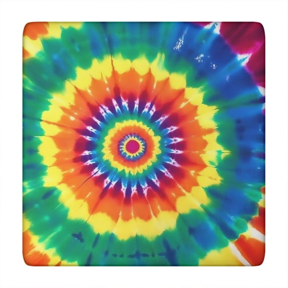Colorful Rainbow Tie Dye Spiral Pattern Square Fitted Tablecloth with Elastic Edge,Square Table Cover,Washable Elastic Table Cover for Home Kitchen Party Decor 34"x34"