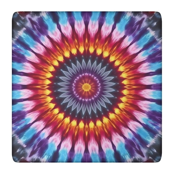 Colorful Rainbow Tie Dye Spiral Pattern Square Fitted Tablecloth with Elastic Edge,Square Table Cover,Washable Elastic Table Cover for Home Kitchen Party Decor 36"x36"