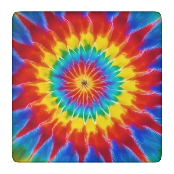 Colorful Rainbow Tie Dye Spiral Pattern Square Fitted Tablecloth with Elastic Edge,Square Table Cover,Washable Elastic Table Cover for Home Kitchen Party Decor 36"x36"