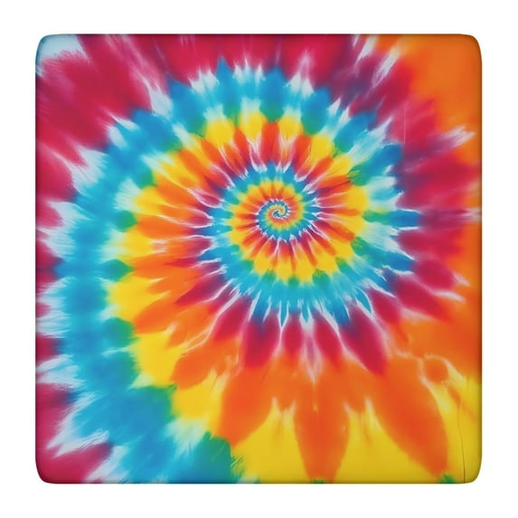 Colorful Rainbow Tie Dye Spiral Pattern Square Fitted Tablecloth with Elastic Edge,Square Table Cover,Washable Elastic Table Cover for Home Kitchen Party Decor 36"x36"