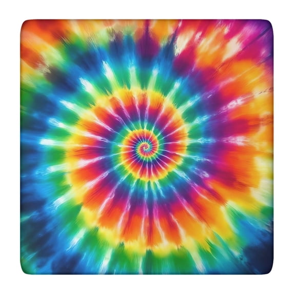 Colorful Rainbow Tie Dye Spiral Pattern Square Fitted Tablecloth with Elastic Edge,Square Table Cover,Washable Elastic Table Cover for Home Kitchen Party Decor 36"x36"