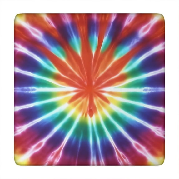 Colorful Rainbow Tie Dye Spiral Pattern Square Fitted Tablecloth with Elastic Edge,Square Table Cover,Washable Elastic Table Cover for Home Kitchen Party Decor 34"x34"