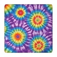 thumbnail image 1 of Colorful Rainbow Tie Dye Spiral Pattern Square Fitted Tablecloth with Elastic Edge,Square Table Cover,Washable Elastic Table Cover for Home Kitchen Party Decor 34"x34", 1 of 6