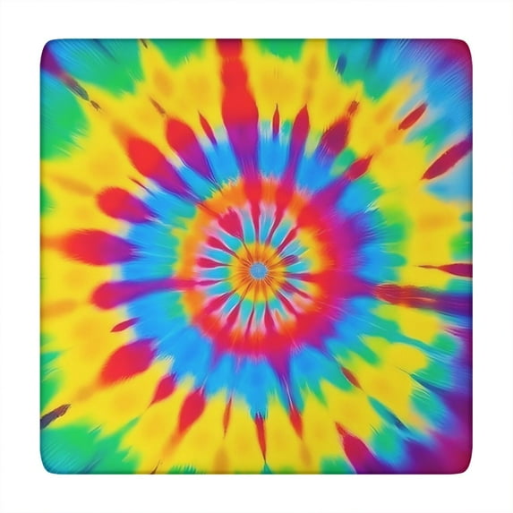 Colorful Rainbow Tie Dye Spiral Pattern Square Fitted Tablecloth with Elastic Edge,Square Table Cover,Washable Elastic Table Cover for Home Kitchen Party Decor 34"x34"