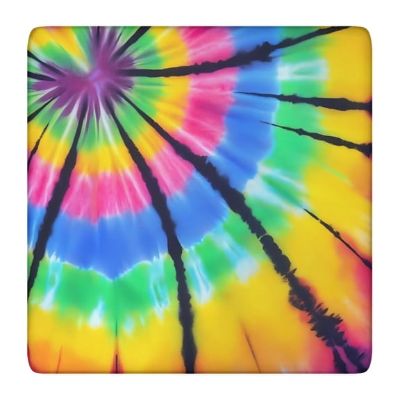 Colorful Rainbow Tie Dye Spiral Pattern Square Fitted Tablecloth with Elastic Edge,Square Table Cover,Washable Elastic Table Cover for Home Kitchen Party Decor 36"x36"