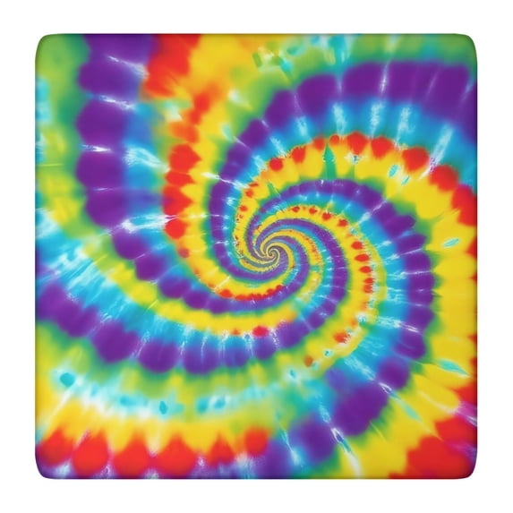 Colorful Rainbow Tie Dye Spiral Pattern Square Fitted Tablecloth with Elastic Edge,Square Table Cover,Washable Elastic Table Cover for Home Kitchen Party Decor 36"x36"